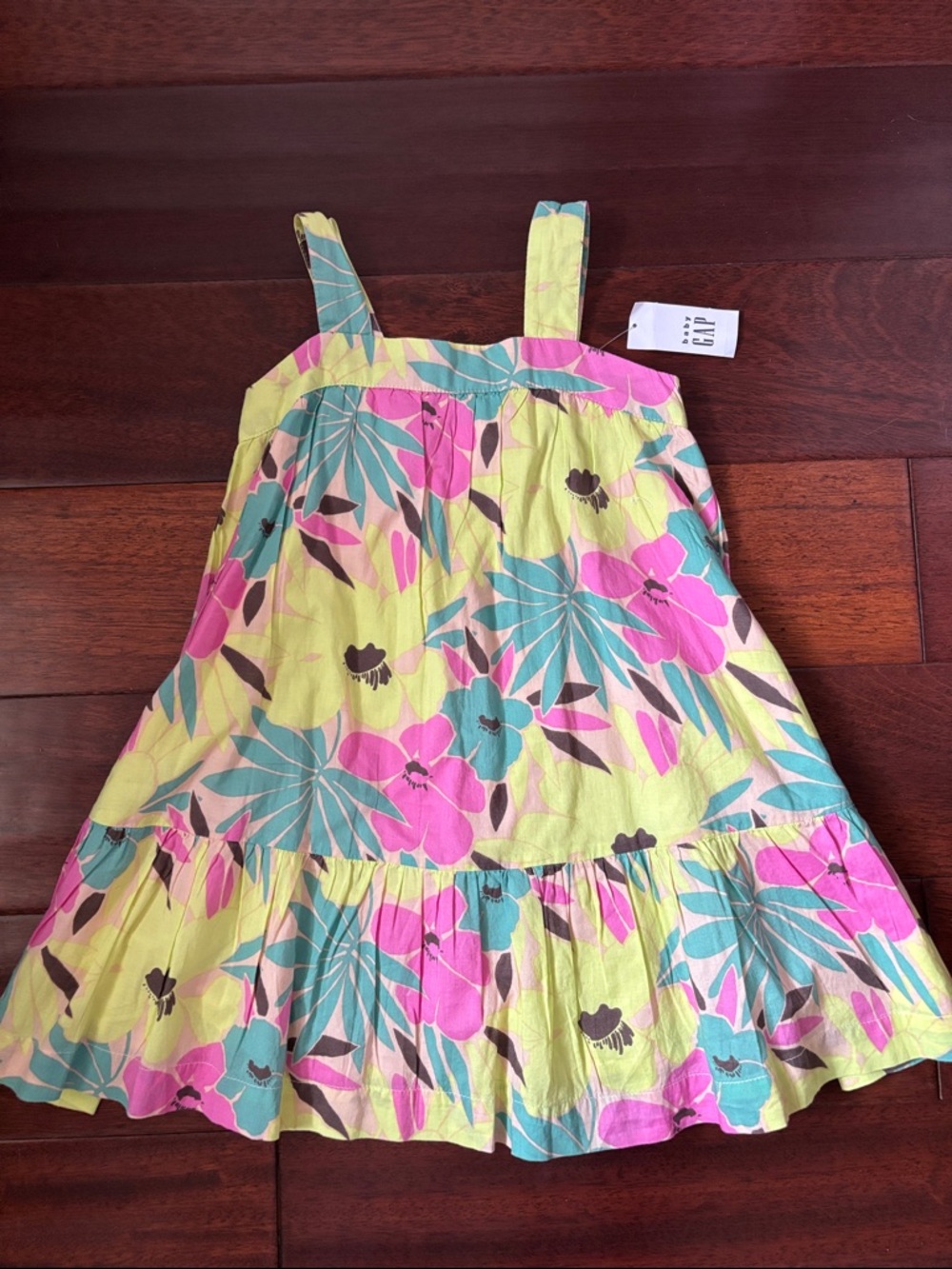 GAP Yellow Floral Sundress with Pink & Teal Accents